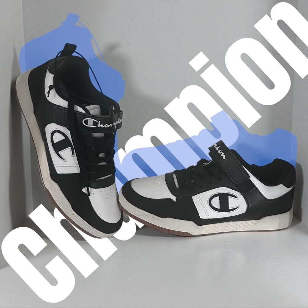 Champion Mens Black and White Sneakers with Gum Sole 12